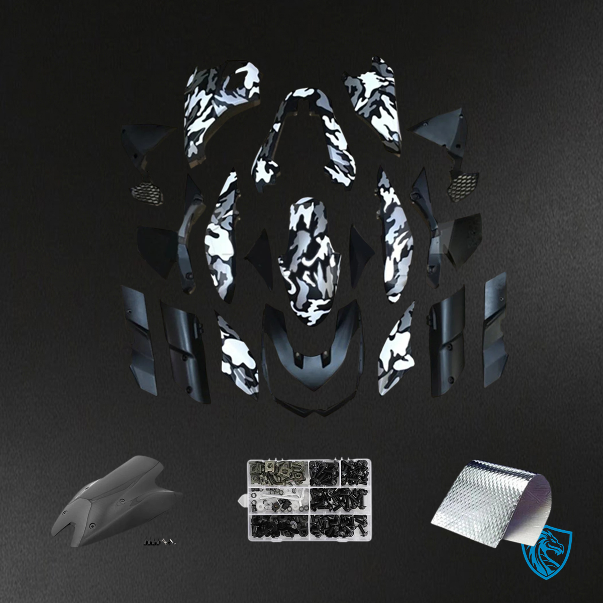 Kawasaki Z1000 (2010-2013) Black & White Camo - MERGEment Motorcycle Fairings Kit