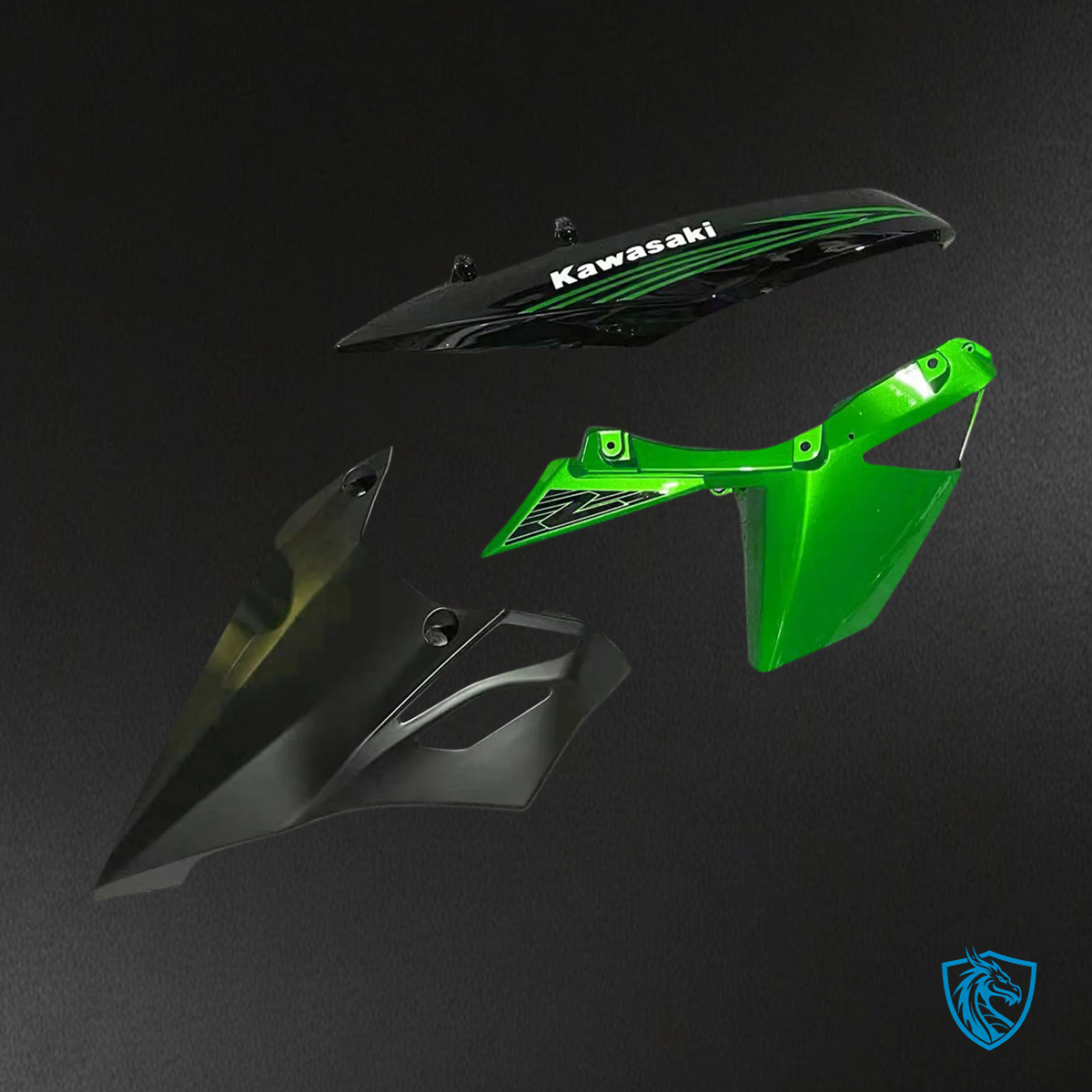 Kawasaki Z1000 (2010-2013) Green & Black Style2 Fairing Kit - Aftermarket ABS Bodywork