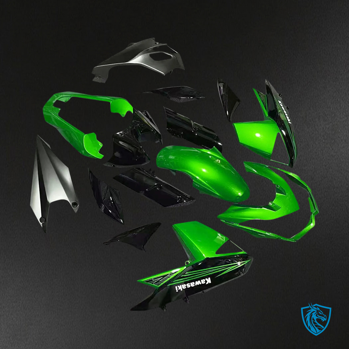 Kawasaki Z1000 (2010-2013) Green & Black Style2 Fairing Kit - Aftermarket ABS Bodywork