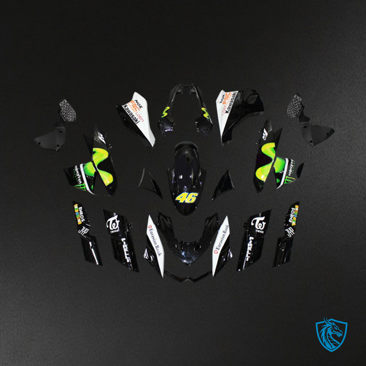 Kawasaki Z1000 (2010-2013) Green & Black Style3 - MERGEment Motorcycle Fairings Kit