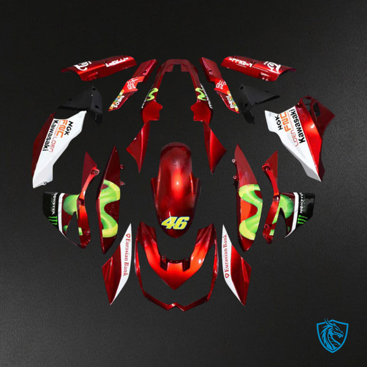 Kawasaki Z1000 (2010-2013) Red & Green Fairing Kit | ABS Bodywork
