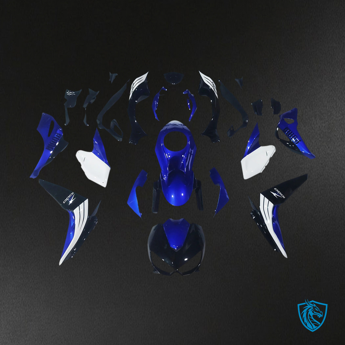 Kawasaki Z1000 (2014-2017) Black, White & Blue Fairing Kit - Aftermarket ABS Bodywork