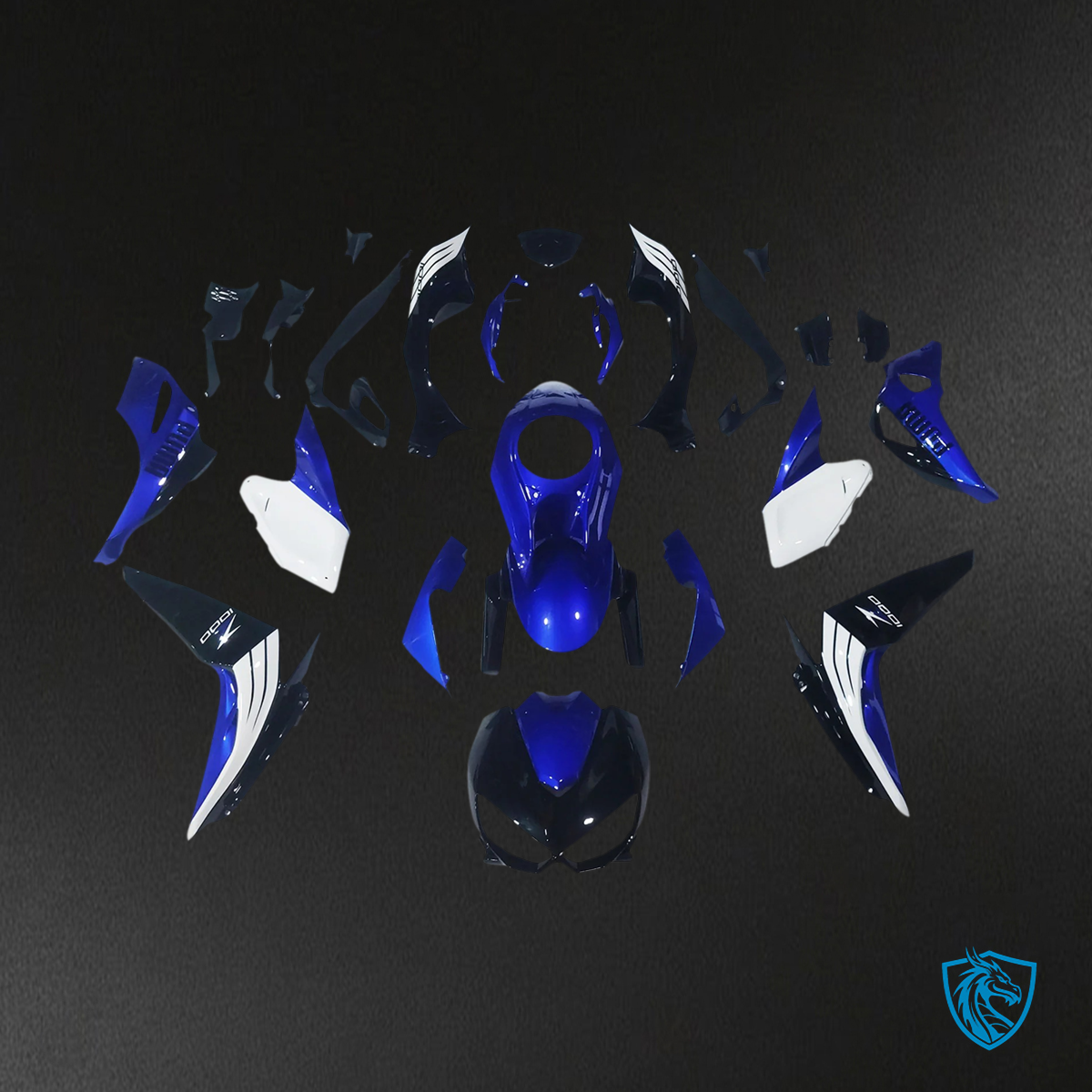 Kawasaki Z1000 (2014-2017) Black, White & Blue Fairing Kit - Aftermarket ABS Bodywork