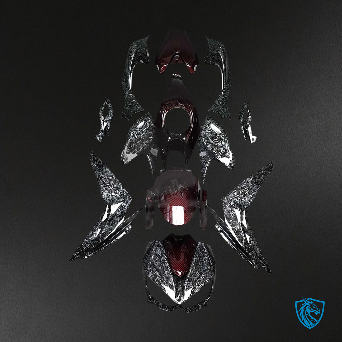 Kawasaki Z1000 (2014-2017) Carbon Fiber Pattern & Red Fairing Kit | ABS Bodywork