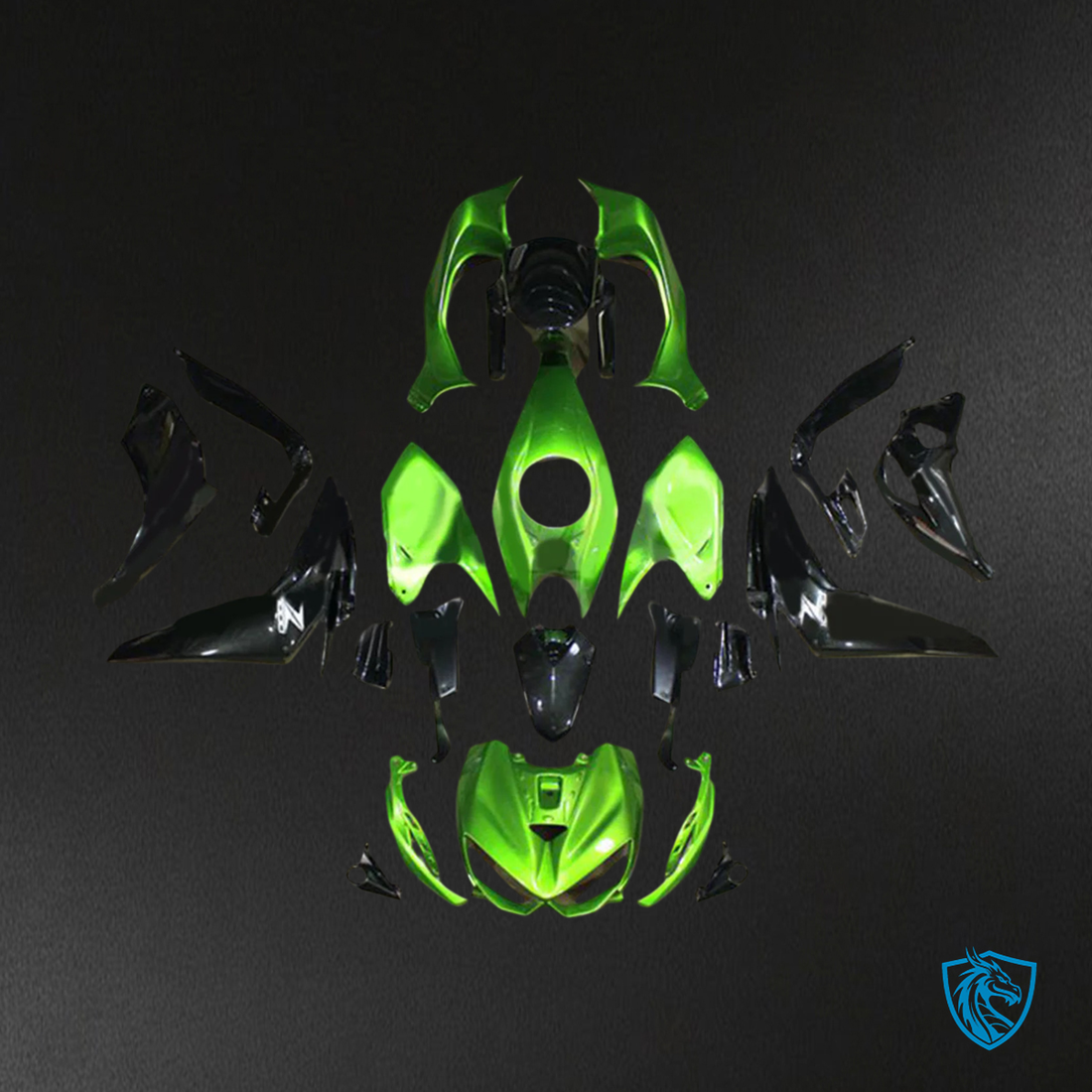 Kawasaki Z1000 (2014-2017) Green & Black - Custom ABS Fairing Set