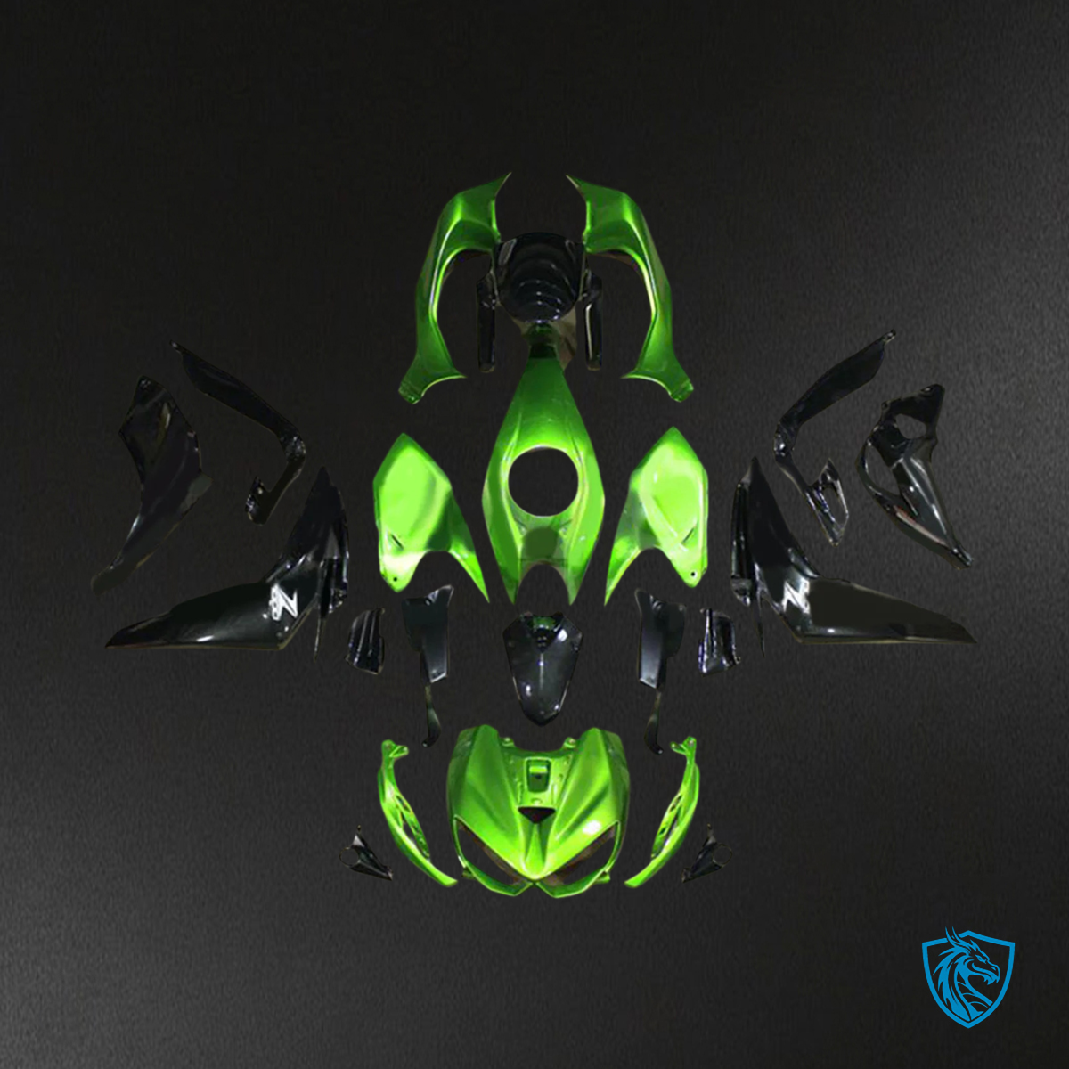 Kawasaki Z1000 (2014-2017) Green & Black - Custom ABS Fairing Set