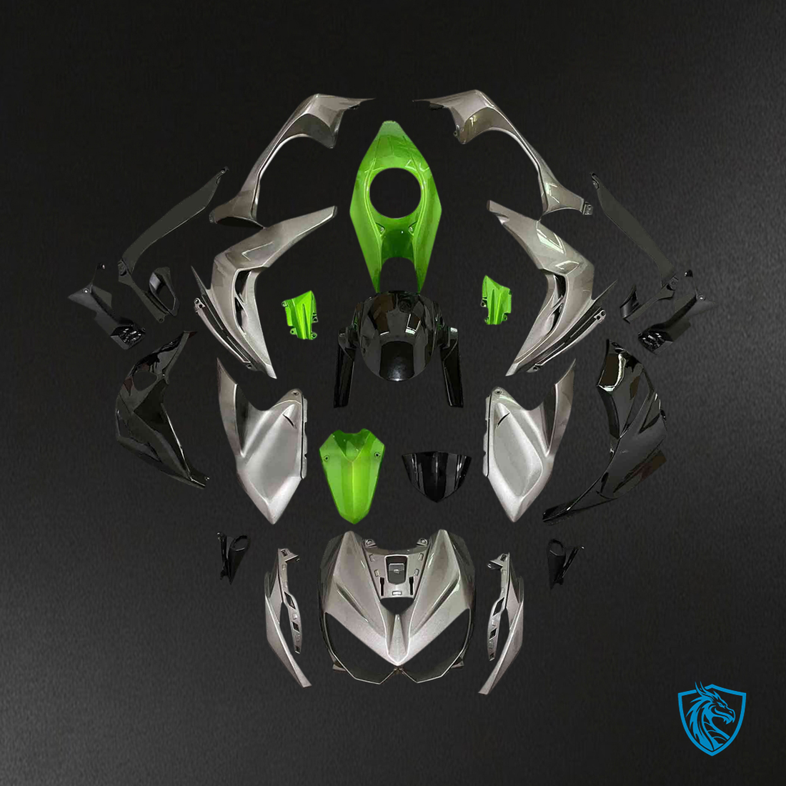 Kawasaki Z1000 (2014-2017) Green & Gray Fairing Kit | ABS Bodywork