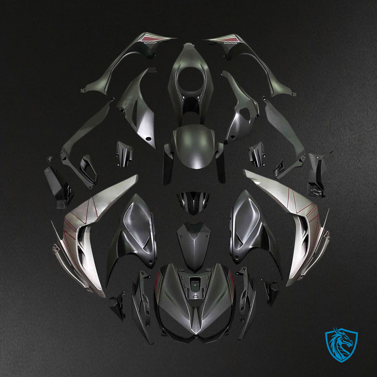 Kawasaki Z1000 (2014-2017) Matte Black & Silver - Custom ABS Fairing Set