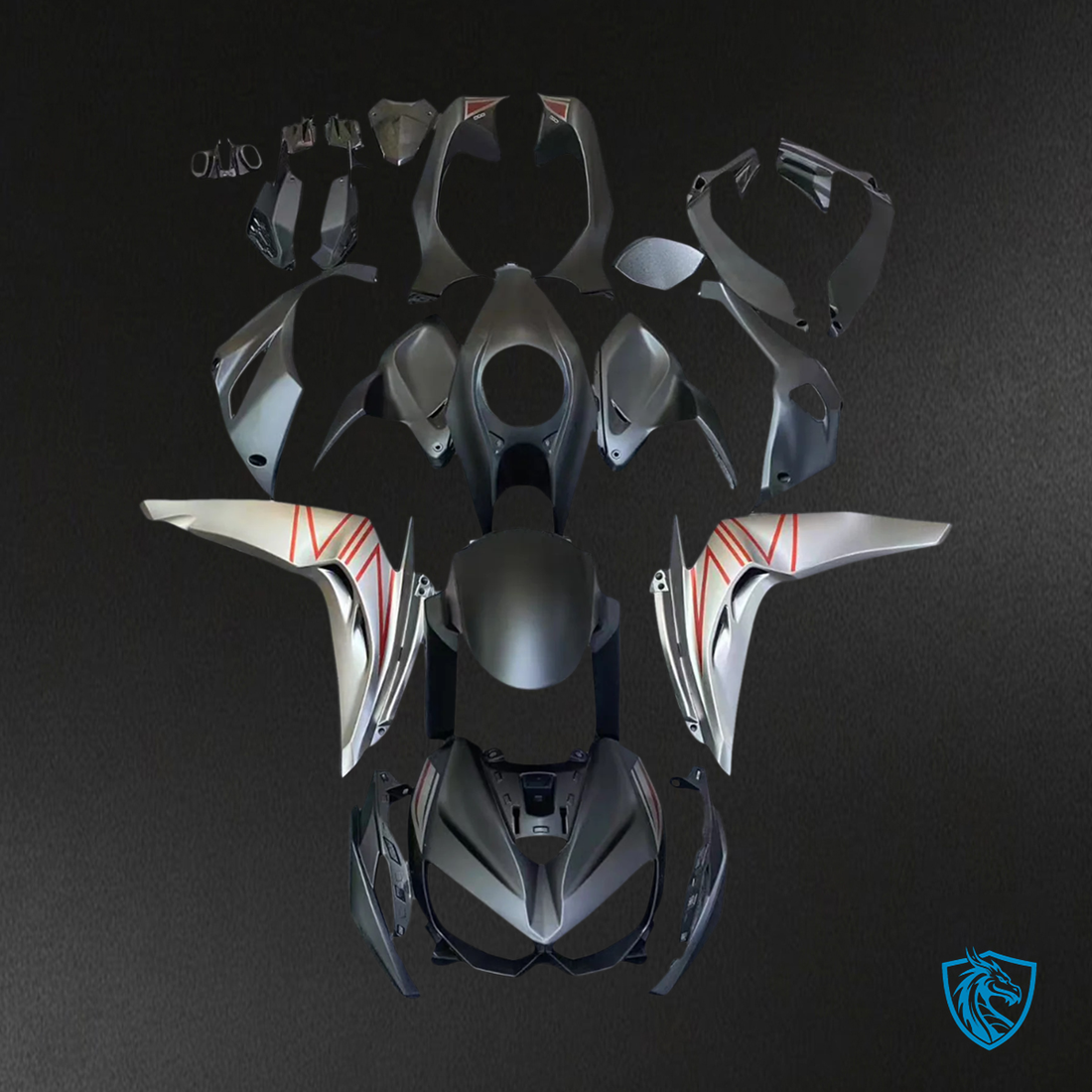 Kawasaki Z1000 (2014-2017) Matte Black & Silver - Custom ABS Fairing Set