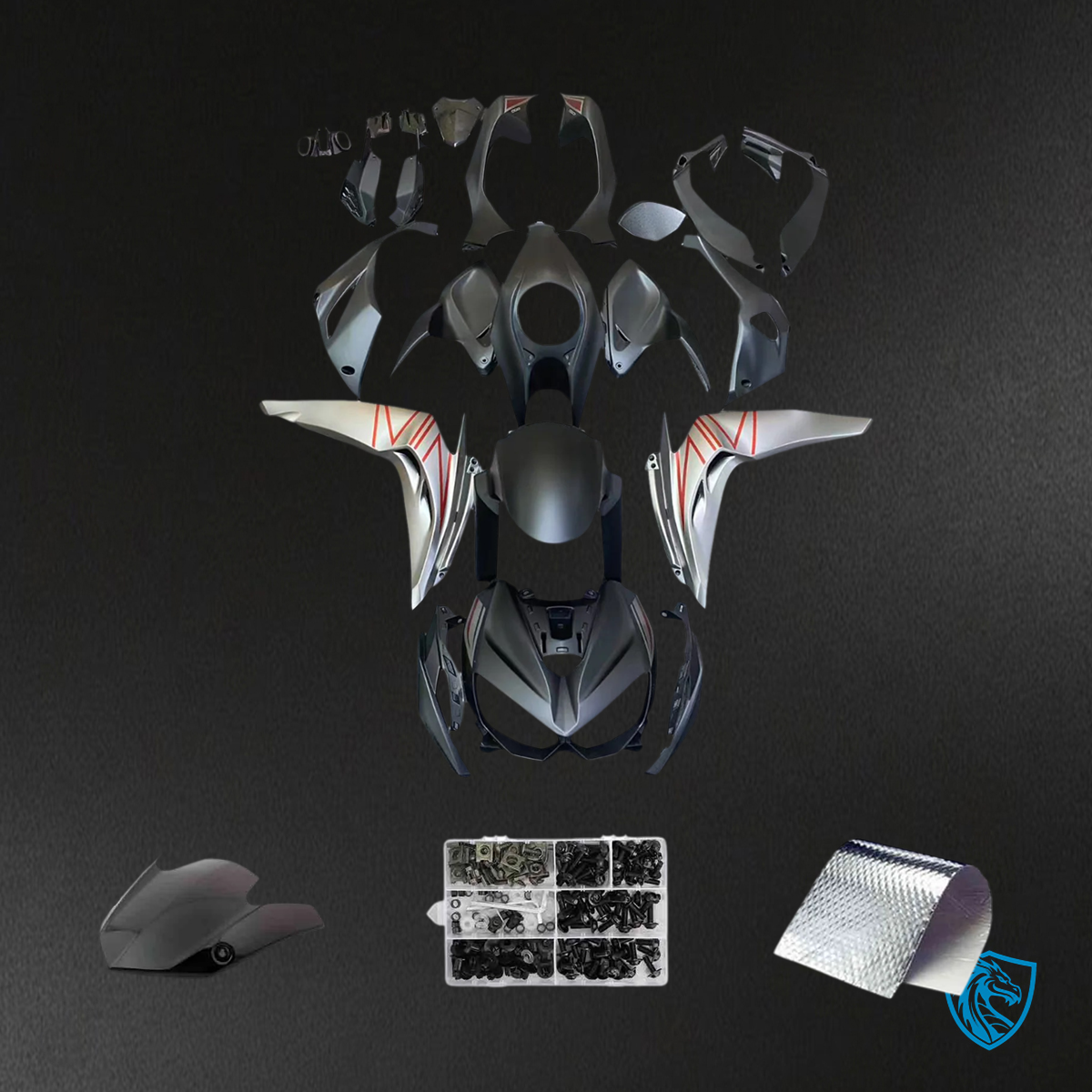 Kawasaki Z1000 (2014-2017) Matte Black & Silver - Custom ABS Fairing Set