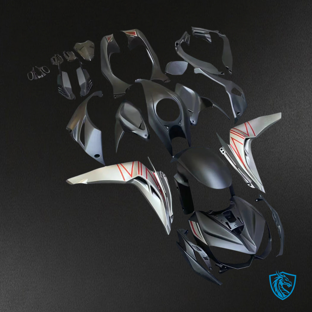 Kawasaki Z1000 (2014-2017) Matte Black & Silver - Custom ABS Fairing Set