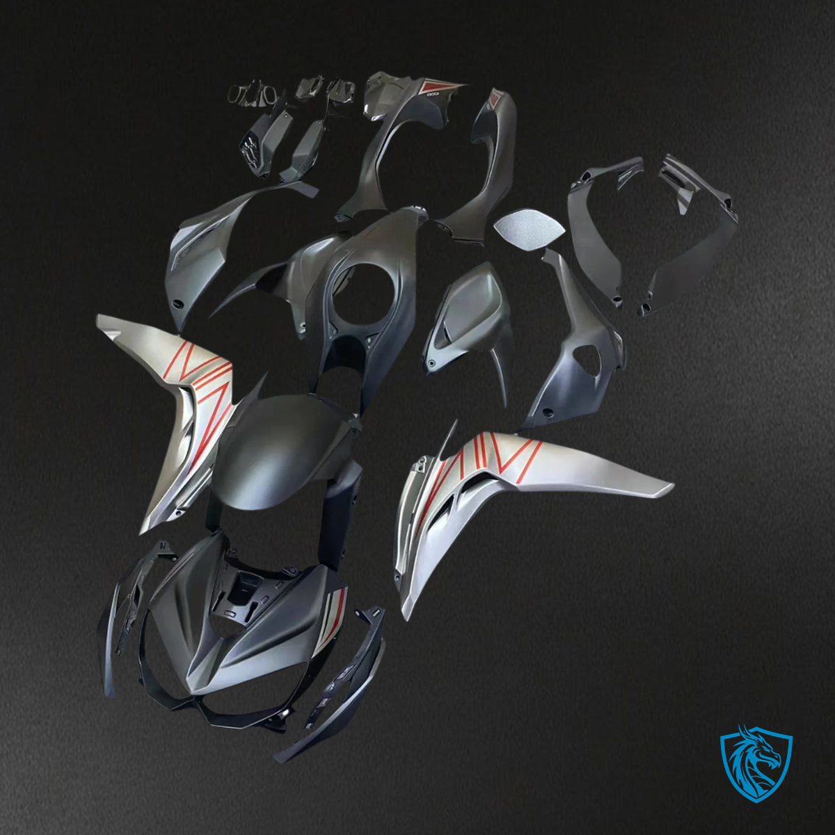 Kawasaki Z1000 (2014-2017) Matte Black & Silver - Custom ABS Fairing Set