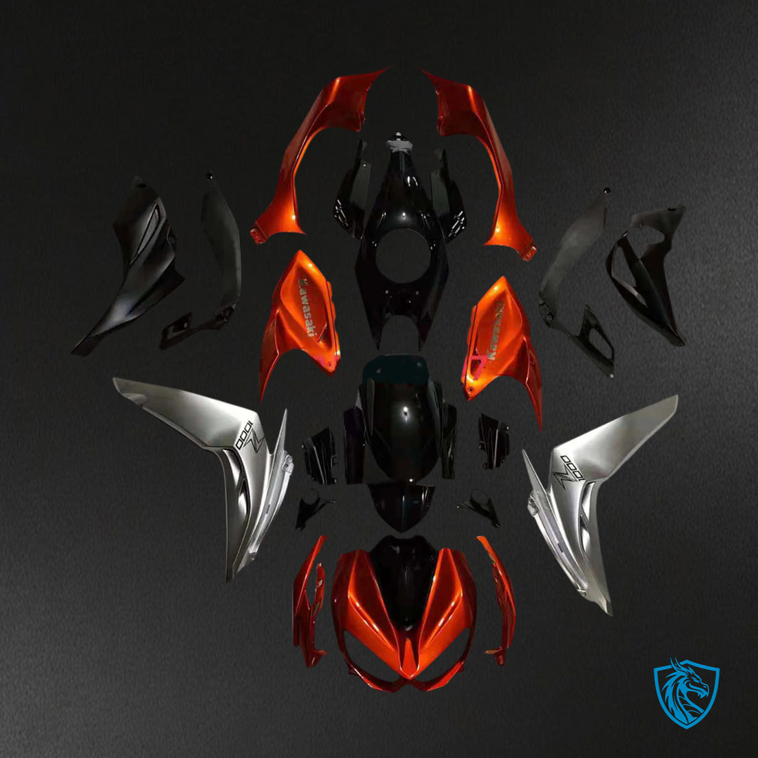 Kawasaki Z1000 (2014-2017) Orange & Silver Fairing Kit | ABS Bodywork