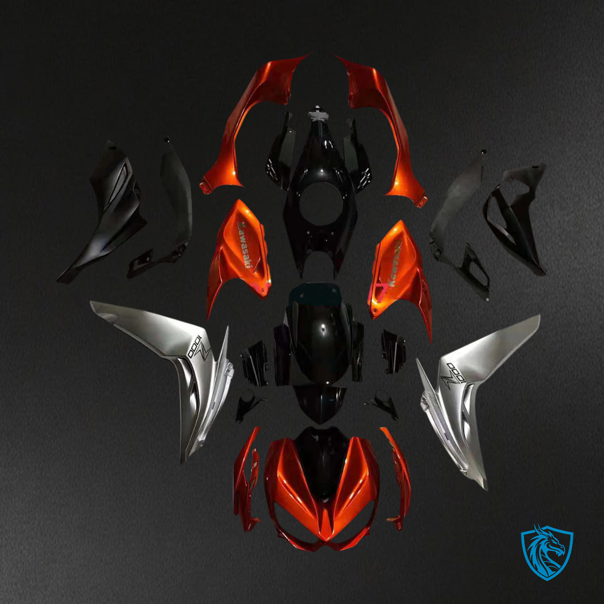 Kawasaki Z1000 (2014-2017) Orange & Silver Fairing Kit | ABS Bodywork