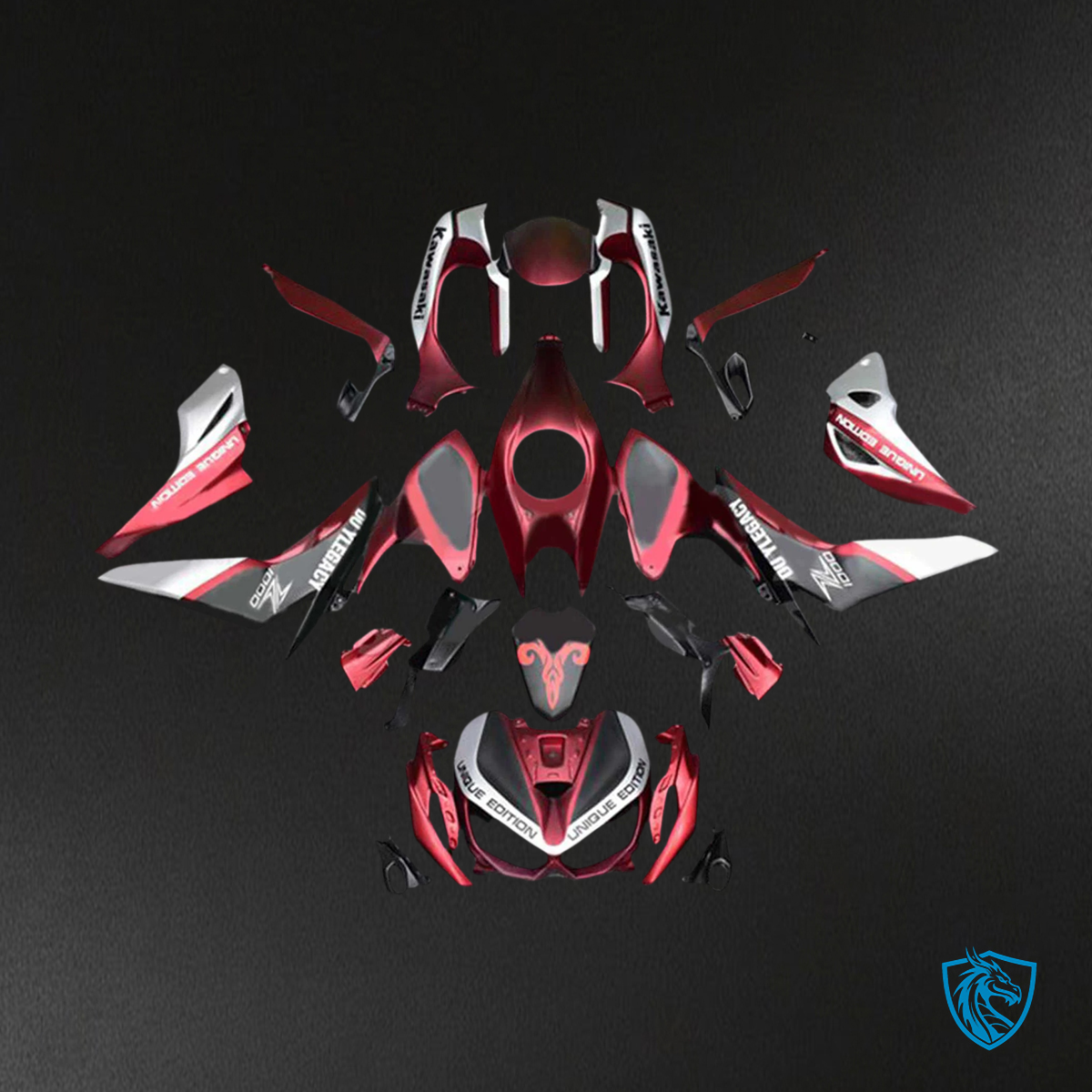 Kawasaki Z1000 (2014-2017) Red & Black Style2 - Custom ABS Fairing Set