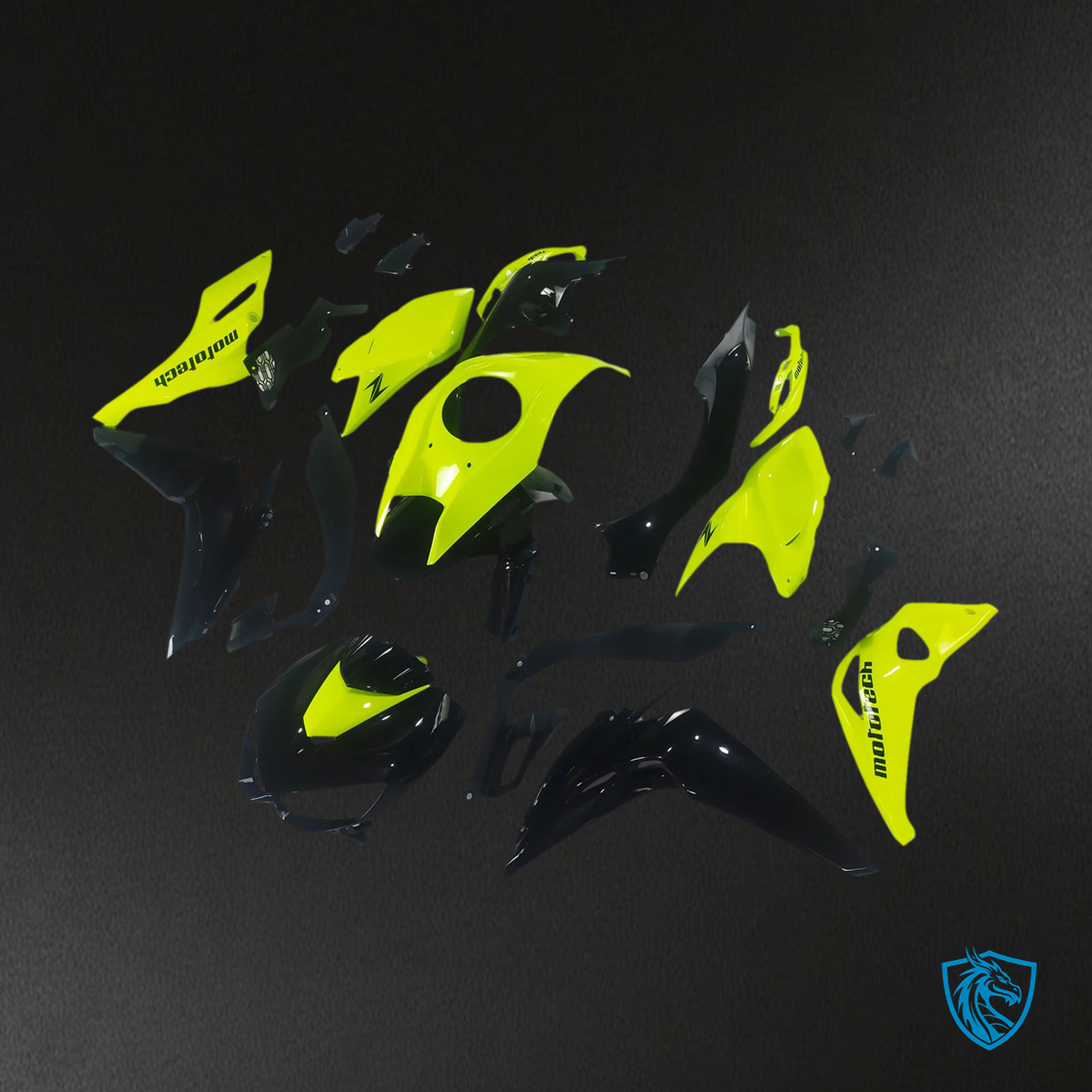 Kawasaki Z1000 (2014-2017) Yellow & Black Style1 Fairing Kit | ABS Bodywork