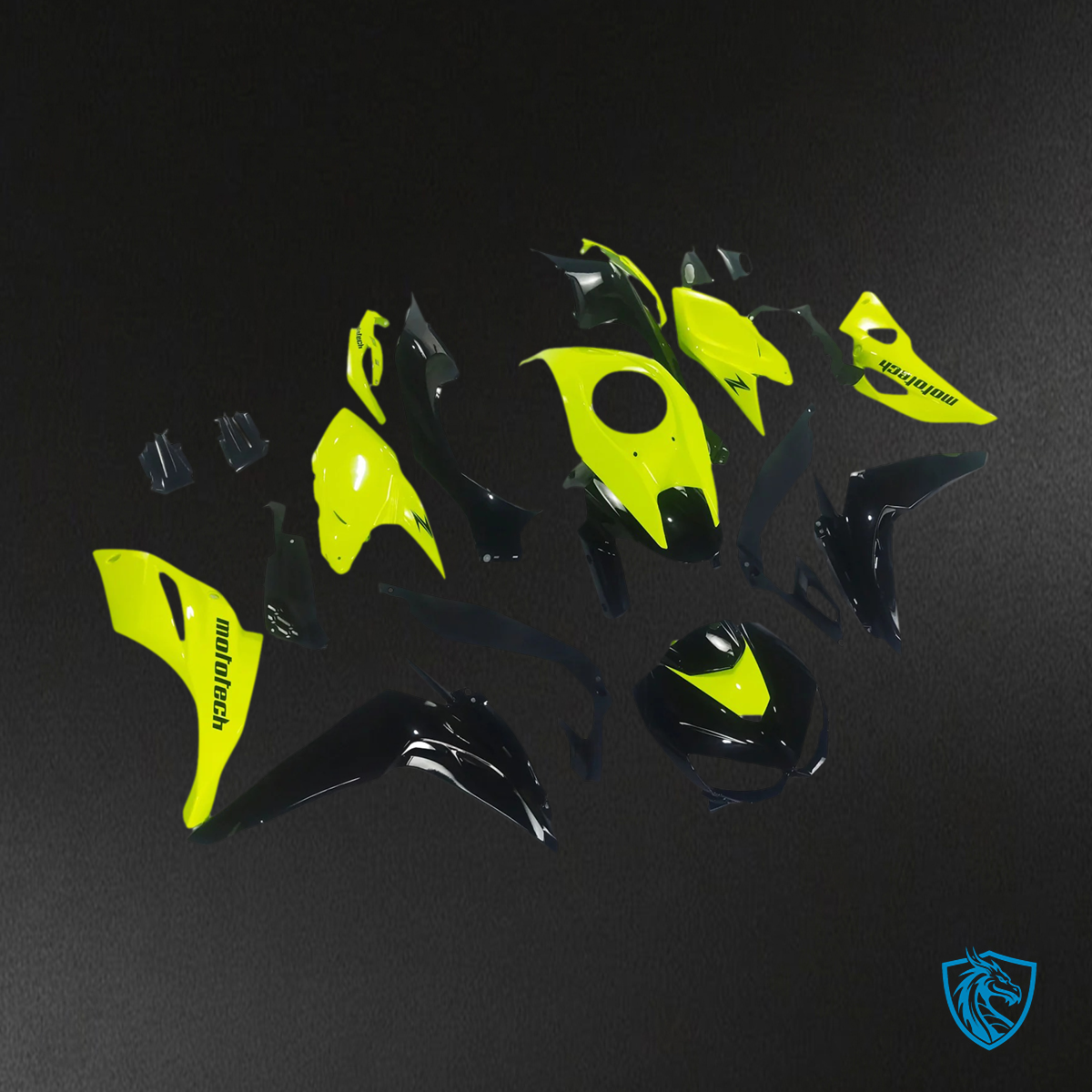 Kawasaki Z1000 (2014-2017) Yellow & Black Style1 Fairing Kit | ABS Bodywork