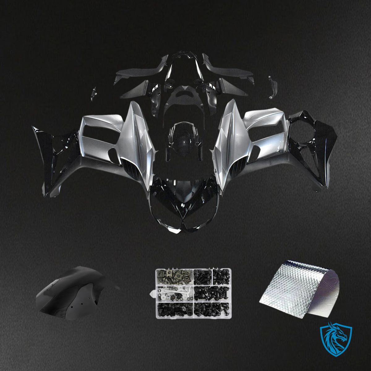 Kawasaki Z1000SX (2010-2015) Black, Gray & Silver - MERGEment Motorcycle Fairings Kit