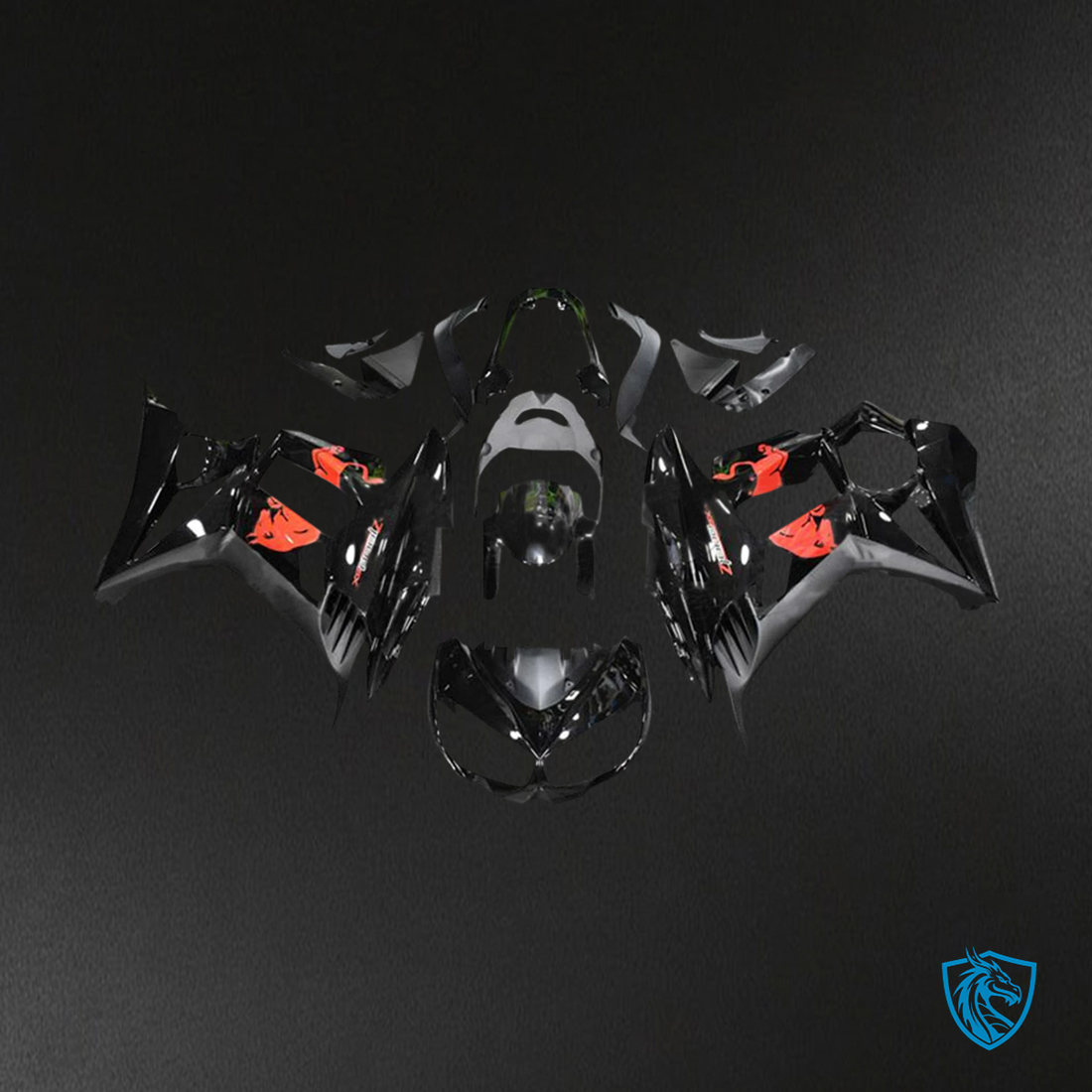 Kawasaki Z1000SX (2010-2015) Black & Red Accent Fairing Kit - Aftermarket ABS Bodywork