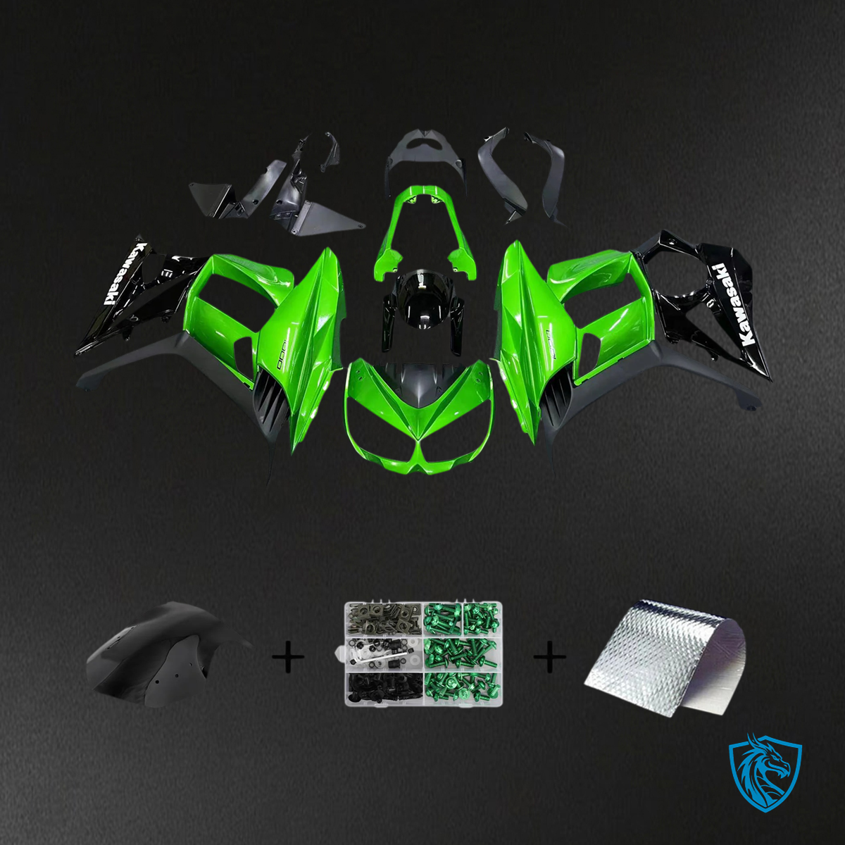 Kawasaki Z1000SX (2010-2015) Green & Black - Custom ABS Fairing Set