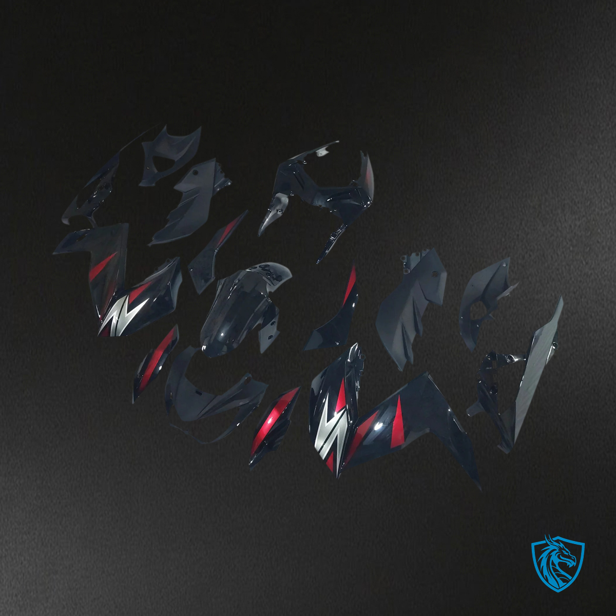 Kawasaki Z250 Z300 (2015-2016) Black & Red Accent - Fairing Kit