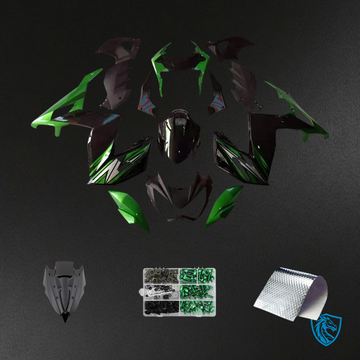 Kawasaki Z250 Z300 (2015-2016) Green & Black Style 1 - Fairing Kit