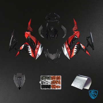 Kawasaki Z250 Z300 (2015-2016) Red & Black Shark Teeth - Fairing Kit
