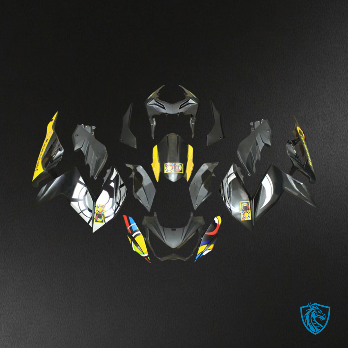 Kawasaki Z250 Z300 (2015-2016) Yellow & Gray - Fairing Kit