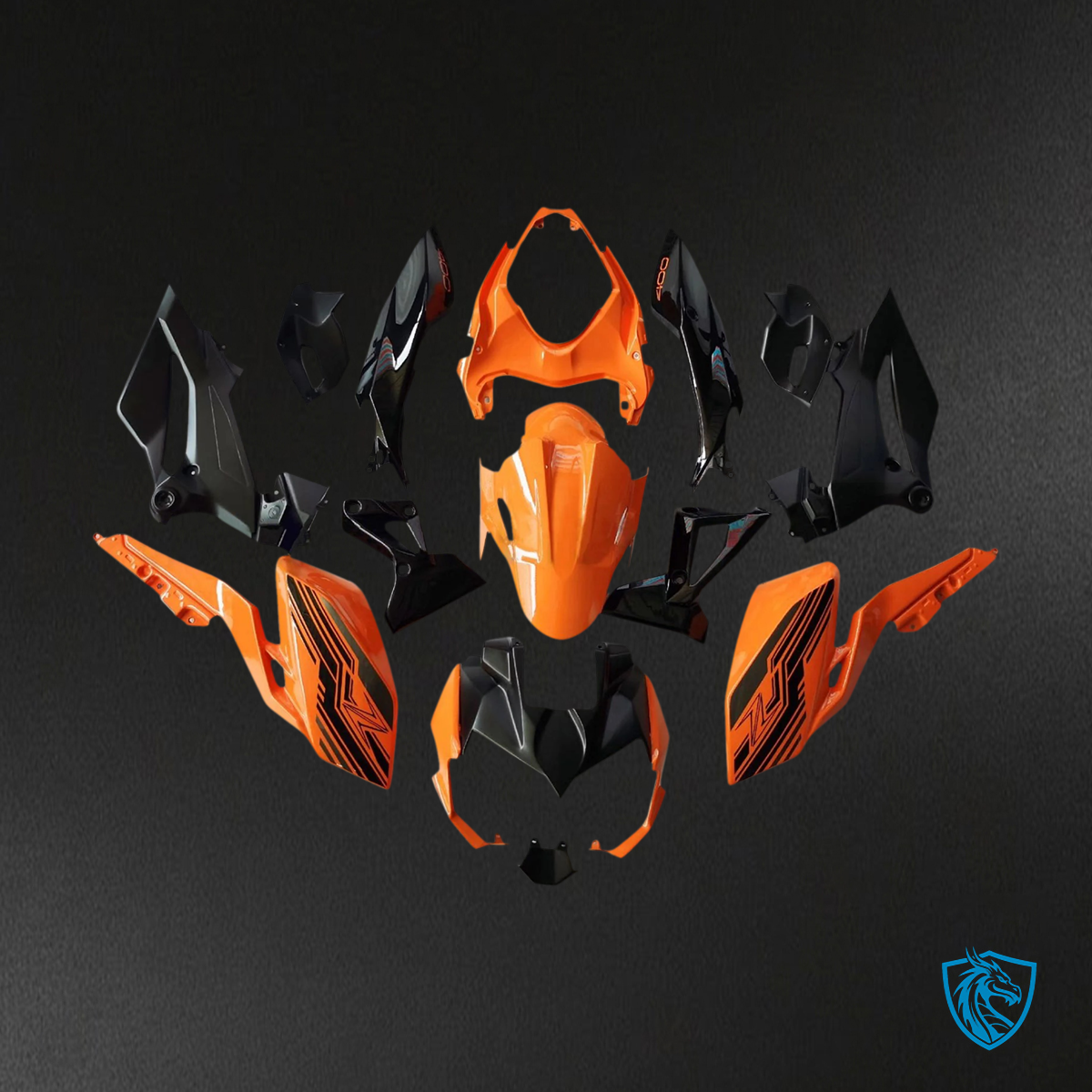 Kawasaki Z400 (2018-2024) Black & Orange - Fairing Kit
