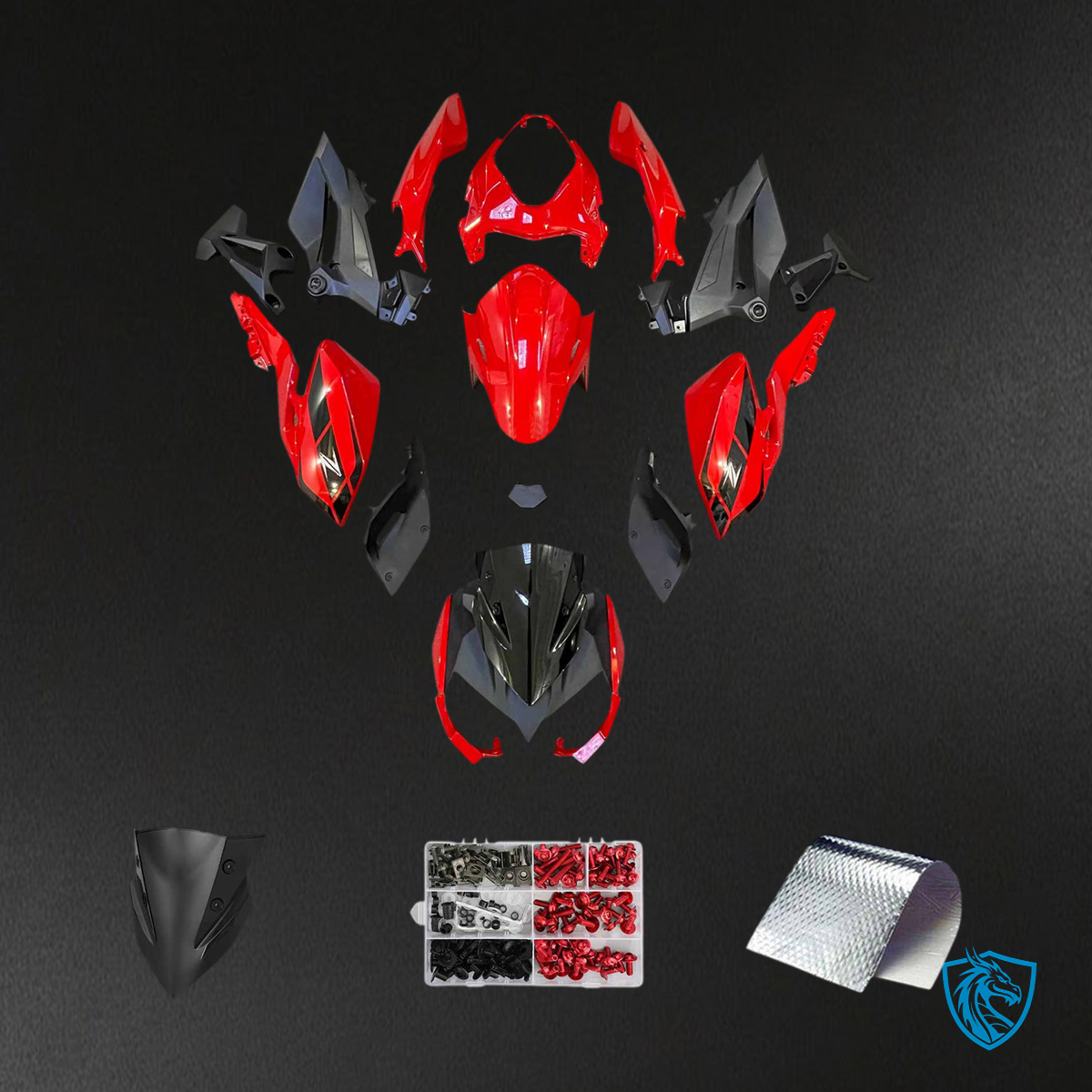 Kawasaki Z400 (2018-2024) Black & Red - Fairing Kit