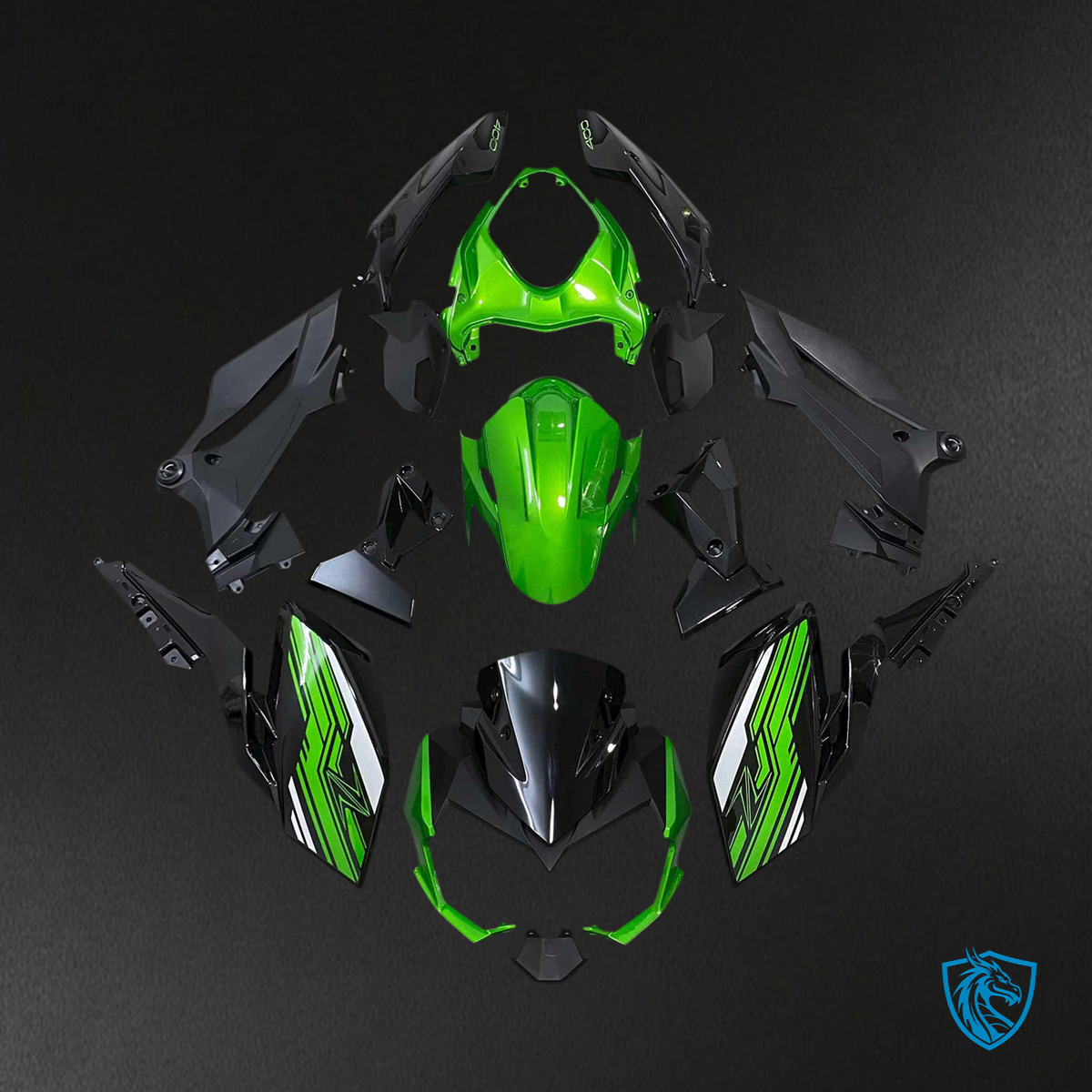 Kawasaki Z400 (2018-2024) Green & Black Style1 - Fairing Kit