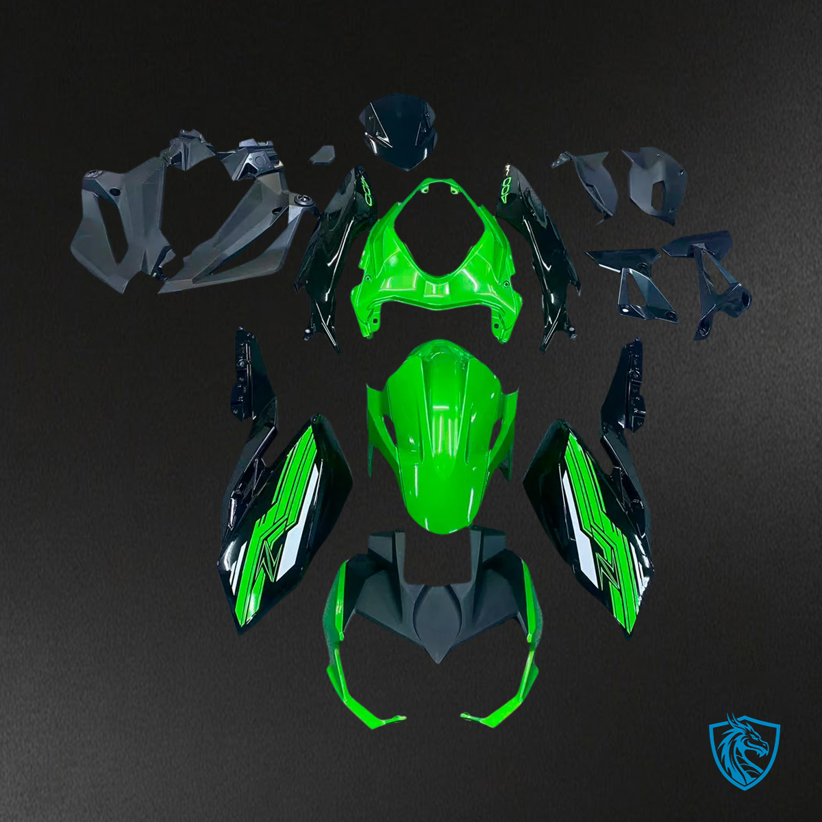 Kawasaki Z400 (2018-2024) Green & Black Style1 - Fairing Kit