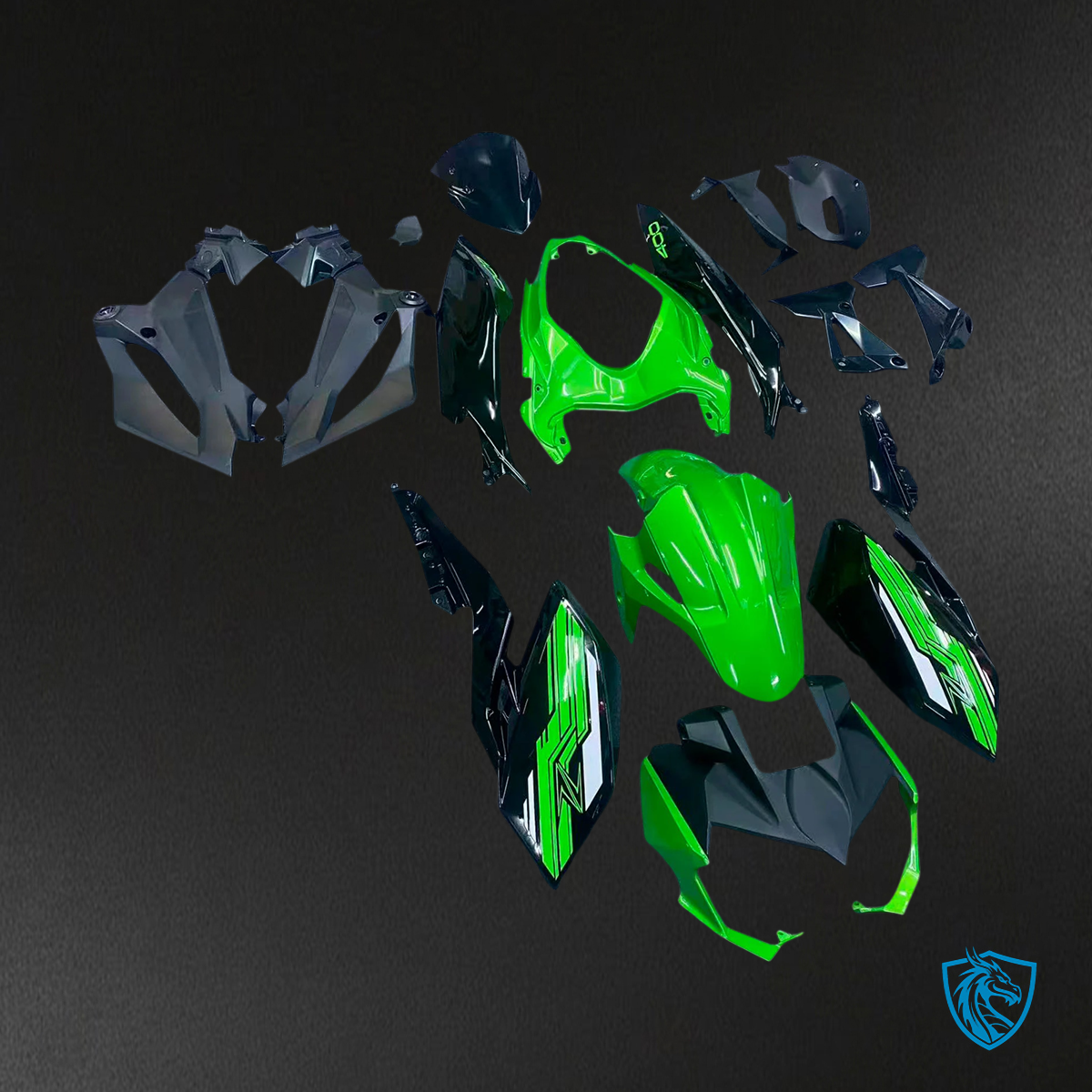 Kawasaki Z400 (2018-2024) Green & Black Style1 - Fairing Kit