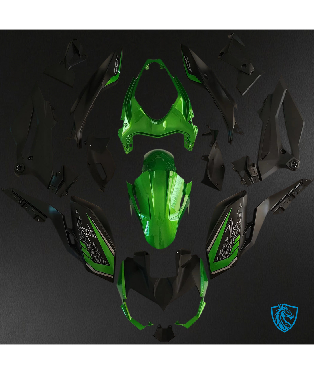 Kawasaki Z400 (2018-2024) Green & Black Style2 - Fairing Kit