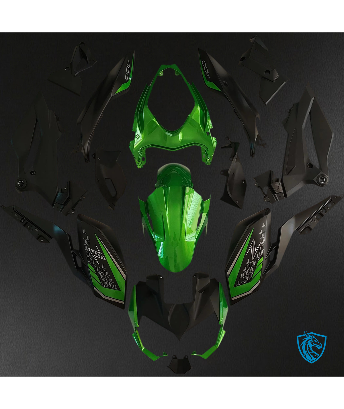 Kawasaki Z400 (2018-2024) Green & Black Style2 - Fairing Kit