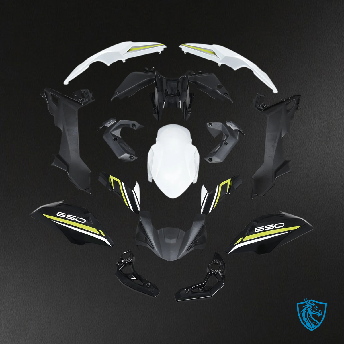 Kawasaki Z650 (2017-2019) Black & White - Fairing Kit