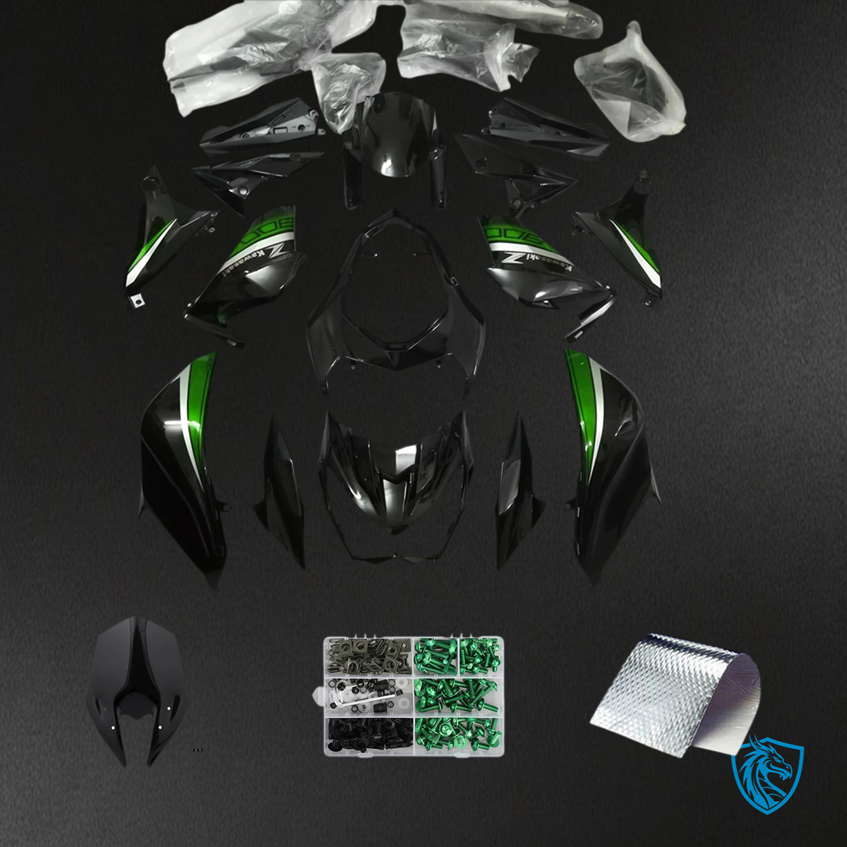 Kawasaki Z800 (2013-2018) Green & Black - Fairing Kit