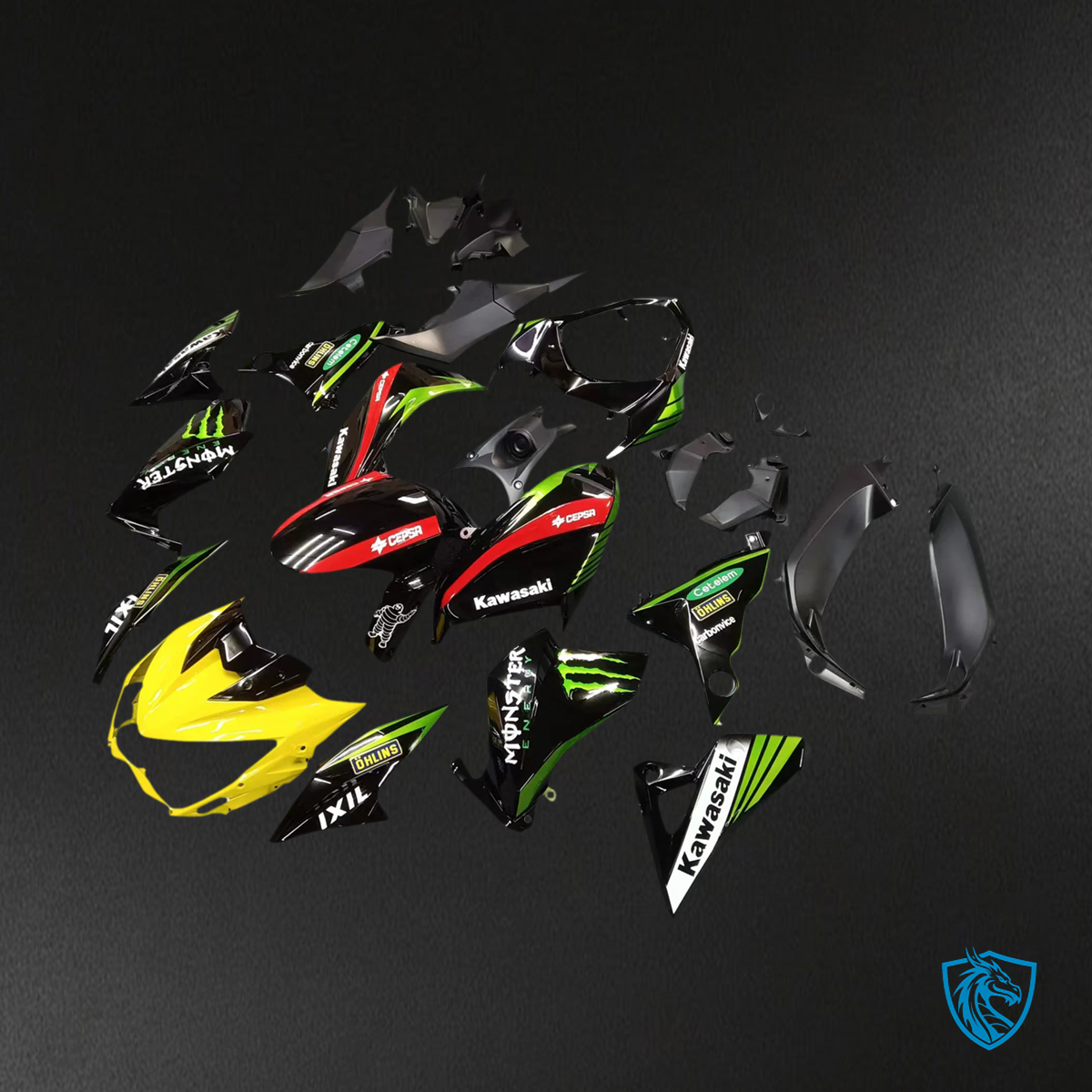 Kawasaki Z800 (2013-2018) Green & Black Style 1 - Fairing Kit