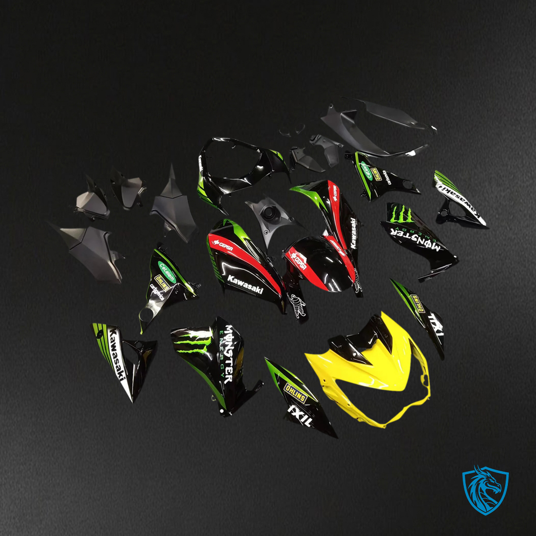 Kawasaki Z800 (2013-2018) Green & Black Style 1 - Fairing Kit