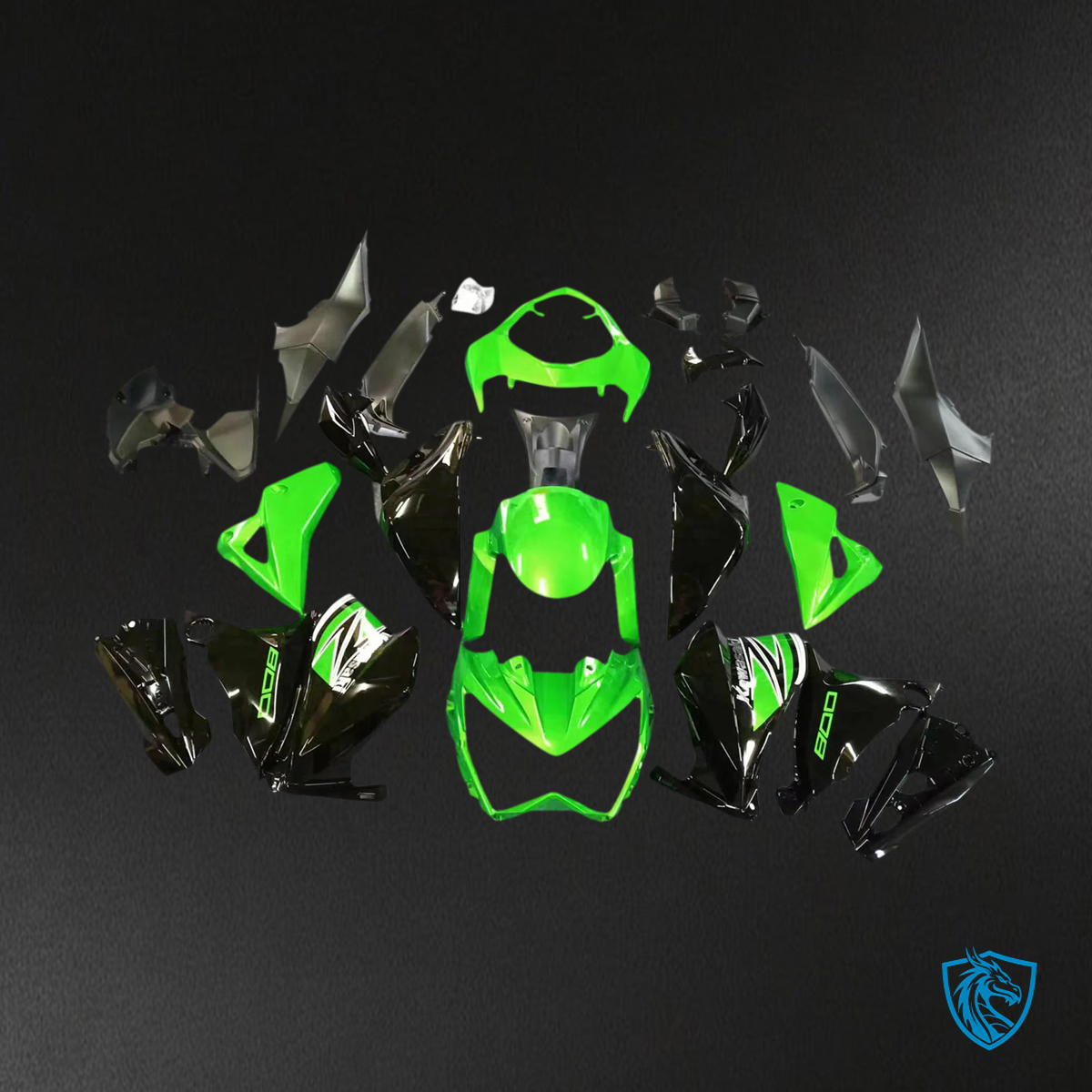 Kawasaki Z800 (2013-2018) Green & Black Style 2 - Fairing Kit