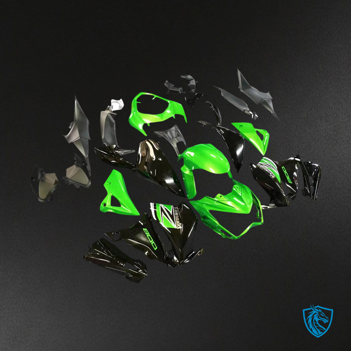 Kawasaki Z800 (2013-2018) Green & Black Style 2 - Fairing Kit
