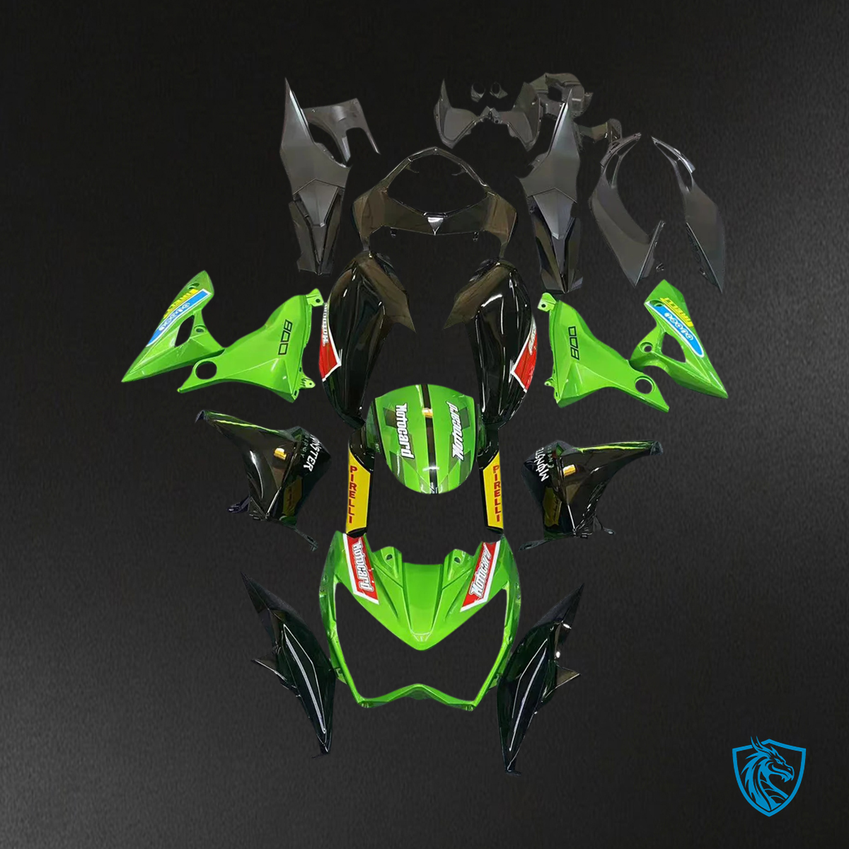 Kawasaki Z800 (2013-2018) Green & Black Style 3 -Fairing Kit