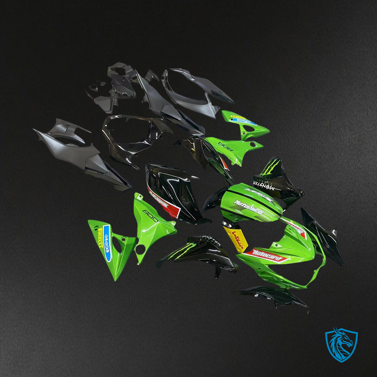 Kawasaki Z800 (2013-2018) Green & Black Style 3 -Fairing Kit