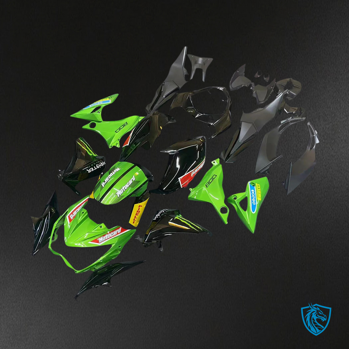 Kawasaki Z800 (2013-2018) Green & Black Style 3 -Fairing Kit