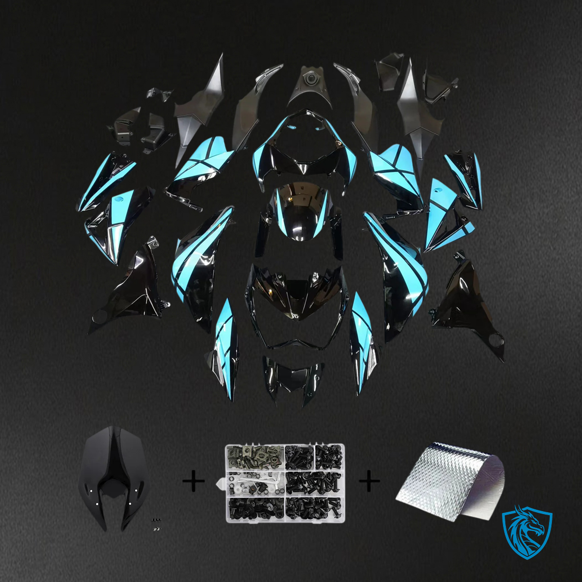 Kawasaki Z800 (2013-2018) Light Blue & Black - Fairing Kit