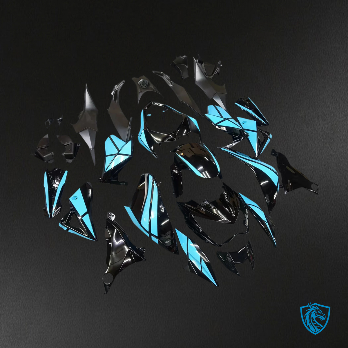 Kawasaki Z800 (2013-2018) Light Blue & Black - Fairing Kit