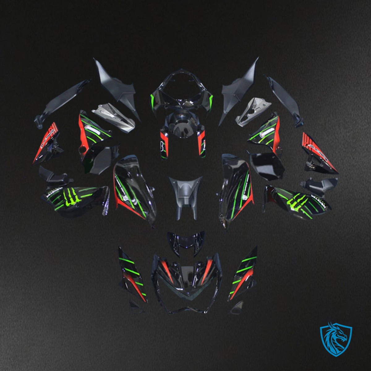 Kawasaki Z800 (2013-2018) Red & Green Monster - Fairing Kit