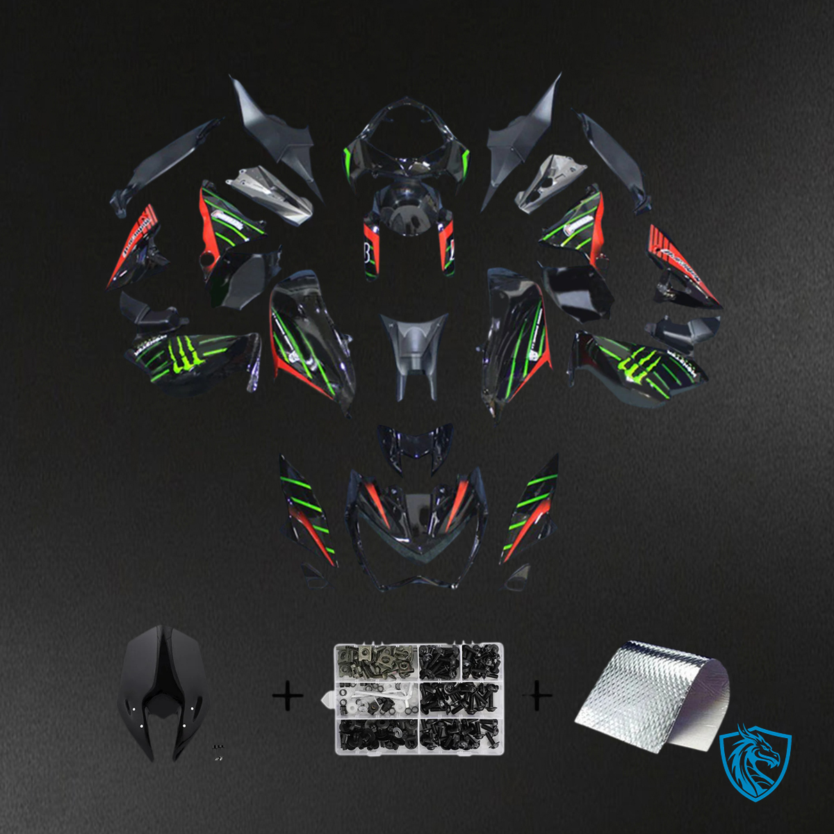 Kawasaki Z800 (2013-2018) Red & Green Monster - Fairing Kit