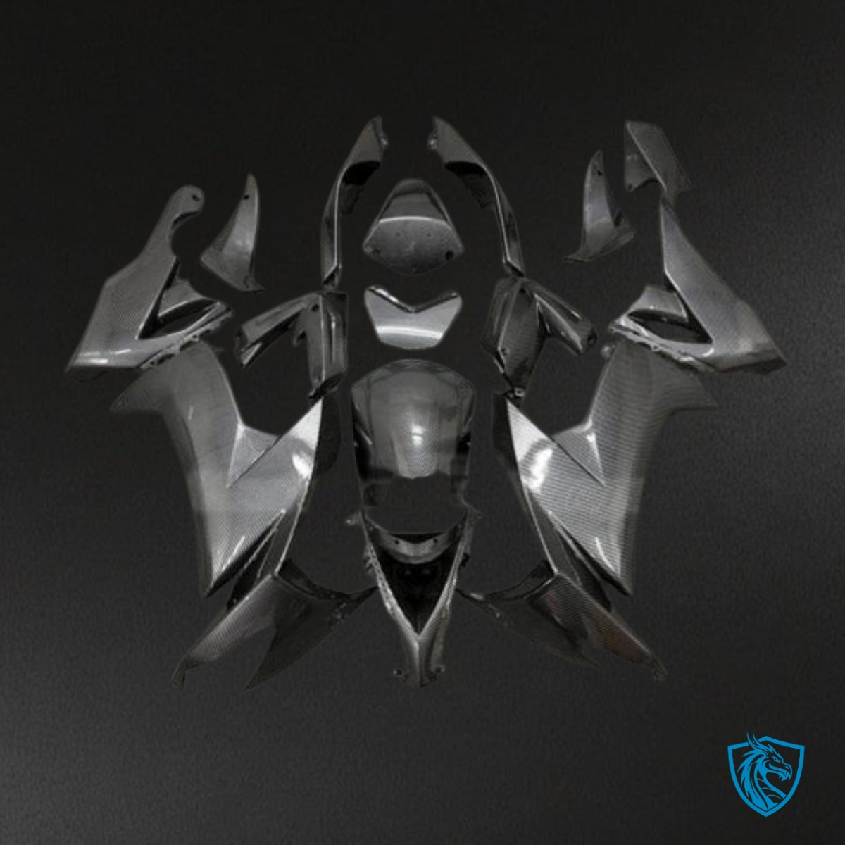 Kawasaki ZX-10R (2008-2010) Gloss Black Carbon Fiber Style - Custom ABS Fairing Kit