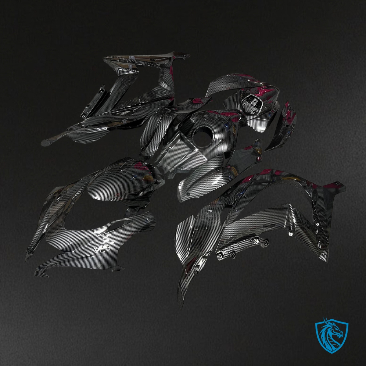 Kawasaki ZX-10R (2016-2020) Gloss Black Carbon Fiber Fairing Kit - Aftermarket ABS Bodywork